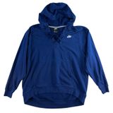 Nike M Medium Hoodie Sweatshirt Classic Swoosh Pullover Deep V-Neck Lace Up Blue Photo 0
