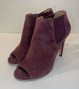 Coach Adrianna Suede Burgundy Peep Toe Heels Ankle‎ Boots Size 5 Photo 0