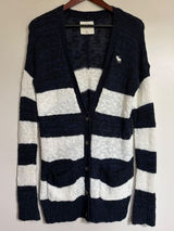 Abercrombie & Fitch Navy Blue White Striped Open Knit Cardigan Sweater XS/S Photo 0