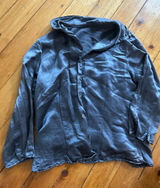 CP Shades silk satin Button Down Shirt gray purple long sleeve small Photo 0
