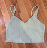 Reformation Sage Green Ribbed Crop Cami V-Neck Tank Top Medium‎ Photo 0