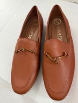 Sam & Libby Nadia loafer flats shoes burnt umber brown size 9.5 Broken hardware Photo 0