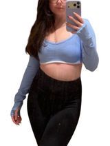 Nova‎ Sport Blue Long Sleeve Crop Top Open Back Athletic Activewear Too Sz Small Photo 0