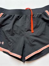 Under Armour Women's Charcoal Running Shorts with Coral Trim Photo 0