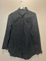 Sheer Black Button Up Blouse Womens Small Long Sleeve See Through Collared Top Photo 0