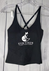 Gym Vixen Black Logo Strappy Fitness Activewear Workout Gym Crop Tank Top NWT Photo 0