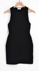 NEW Aritzia Babaton Sculpt Knit Racer Mini Dress Black Ribbed Bodycon Womens S Photo 0