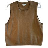 J Crew Sleeveless‎ Sweater Tank Camel Knit Crew Neck Preppy Classic XL Old Money Photo 0