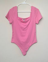 Aritzia Babaton Pink Square Neck Short Sleeve Bodysuit Large Women Photo 0