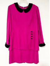 VINTAGE Victoria Holley Magenta Pink Skirt Suit Set Velvet Peter Pan Collar 16 Photo 0