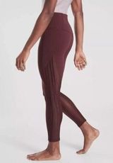 Athleta Leggings Womens Small Maroon Shakti Mesh 7/8 Tight High-Waist Activewear Photo 0