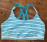 Lululemon Energy twin blue stripe strappy Athleisure size 2 bra Photo 0