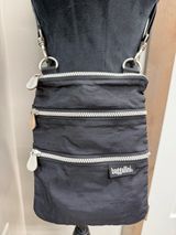 Baggallini‎ Triple Zip Crossbody Bag Black Nylon Travel Organizer Washable Photo 0