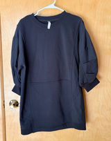 Daily Practice Anthropologie Sweatshirt Dress Women S Black‎ Puff Sleeve Pleated Photo 0