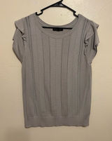 Banana Republic Gray Knit Flutter Sleeve Sweater Top Size L Photo 0