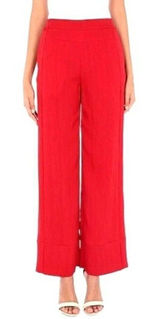 Palmer Harding Pants Women 2 Red‎ Crinkled Fabric Elastic Waist Silence Wide Leg Photo 0