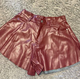 Olivaceous Faux Leather Mini Skirt in Burgundy Photo 0