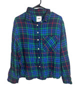 Aerie Womens Blue Green Red Tartan Plaid Flannel Button Down Shirt‎ Size M Photo 0