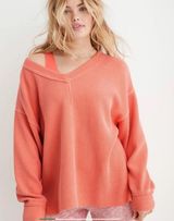 Aerie Wonder Peach Coral V-Neck Sweatshirt Photo 0