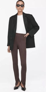 Anine Bing Max Chocolate Brown Pants Slit Hem Trousers Size 34 11 1/2" Photo 0