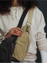 Free People Hudson Suede Sling Bag Cow Hide Suede Leather Travel Boho Photo 0