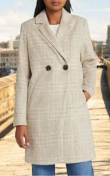 NEW Sam Edelman Double Breasted‎ Windowpane Plaid Coat Holiday Chic Old Money S Photo 0