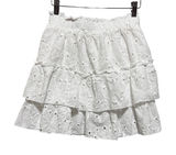 Effeny Women Cottagecore Coquette Tiered Mini Skirt S/M White Eyelet Ruffle Boho Photo 0