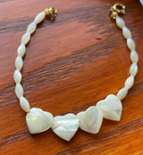 Vintage Midcentury mother of pearl beaded with carved hearts bracelet Photo 0