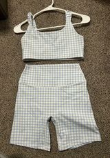 Baby Blue Gingham workout set Size M Photo 0