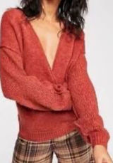 Free People It's a Wrap Sweater in Rust - Small Oversized Photo 0