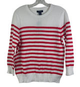 Chaps Womens White Red Striped Cotton Crew Neck Sweater Large Photo 0
