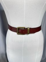 Harness Cowhide Vintage Leather Belt Womens Size 34 Brass Buckle Western Cowgirl Photo 0