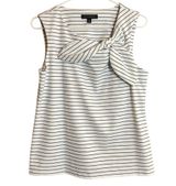 Banana Republic Navy Blue & White Striped Top With Bow Photo 0