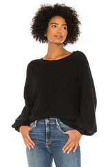 Free People Found My Friend Boucle Pullover Slouchy Black Sweatshirt Womens XS Photo 0