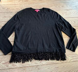 Lilly Pulitzer Black Fringe Hem Sweater Size XL pilling in pics Photo 0