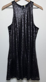 Free People Women Party Dress‎ Black Sequin Backless High Neck Mini Sparkly Glam Photo 0