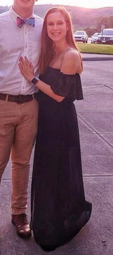 Boutique Off-Shoulder Black Maxi Dress/Romper with Ruffle Neckline Photo 0