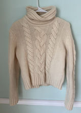Jones New York Medium Cable Knit Merino‎ Wool Angora Turtleneck SweaterIvory Long Slv Photo 0