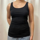 Basic Black Scoop Neck Minimalist Cotton Tank Top Size Small Photo 0