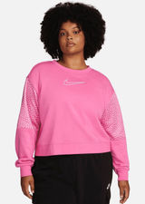 Nike Club‎ Fleece Sweatshirt Womens S Pink Cropped Graphic Sleeve Streetwear Photo 0