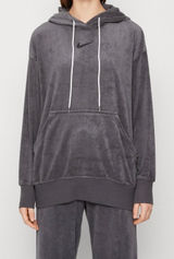 Nike Velour Hoodie Womens Large Grey Oversized Sportswear Essential Pullover Photo 0