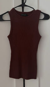 Sleeveless Ribbed Tank Top in Deep Brown by Zesica Photo 0