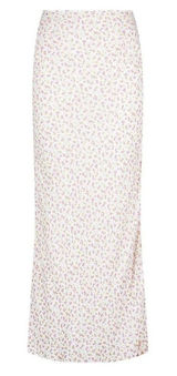 Charlie Holiday Floral Maxi‎ Skirt White Pink Yellow Ditsy Print Size 4 USA S Photo 0