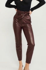 Abercrombie & Fitch Faux Leather Paperbag Waist Skinny Pants Women's S‎ Brown Photo 0