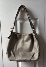 Coach Silver Metallic Pebbled Leather Brooke Duffle Hobo Bag F15064 Photo 0