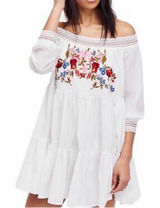 Free People Sunbeams White Graduation Dress Floral Embroidered Mini Dress Sz S Photo 0