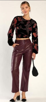 Lulus Maroon Burgundy Faux Leather Pants Photo 0