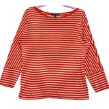Lauren Ralph Lauren‎ M Orange Striped Top Boatneck Knit Nautical Preppy Coastal Photo 0