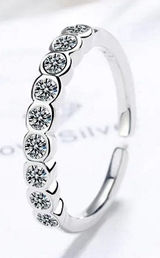 Boutique Dainty‎ 14k White Gold Plated Sterling Silver Synthetic Diamond Eternity Ring Sm Photo 0