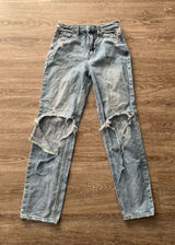 And Now This Distressed Mom Straight Leg Jeans Womens 24 Light Acid Wash Ripped Photo 0